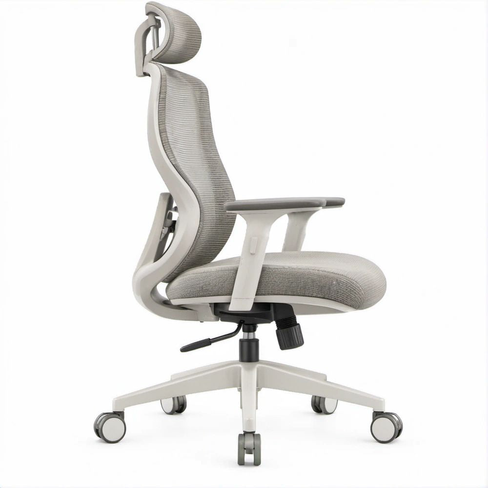 Cadeira de Escritório Ergonómica Giratória em Malha Cinzenta e Branca 65 x 65 x 118-128 cm