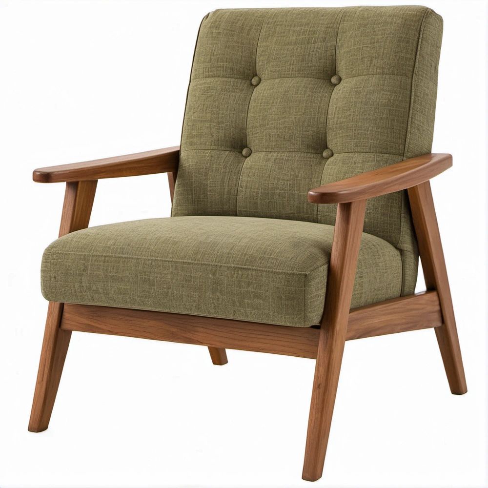Poltrona de Lazer Verde com Estrutura em Madeira Maciça de Nogueira, 68 x 80 x 88 cm