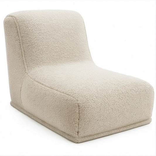 Poltrona Lounge Curva em Bouclé Bege 75 x 85 x 78 cm