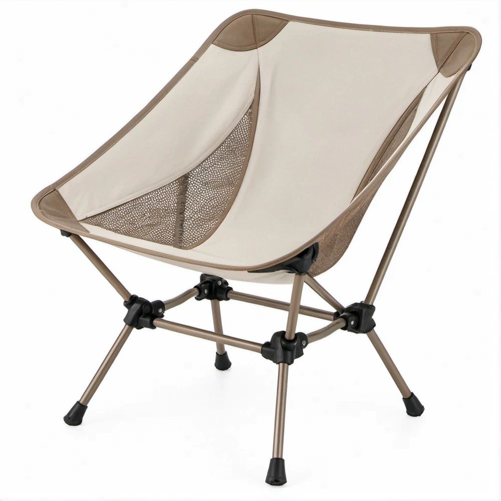Cadeira Dobrável de Exterior em Formato Borboleta Bege e Castanha, 82 x 70 x 76 cm