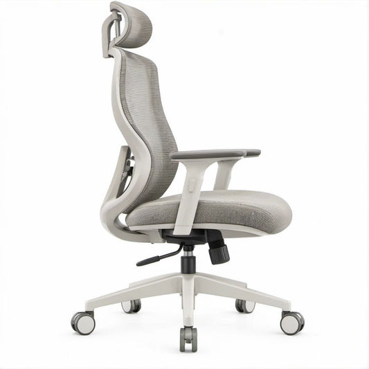 Cadeira de Escritório Ergonómica Giratória em Malha Cinzenta e Branca 65 x 65 x 118-128 cm